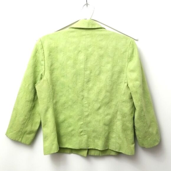 🎁5/$25 Peck and Peck Collection Blazer Women's Size 12 Green with Embroidery - Picture 3 of 6
